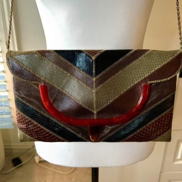Vintage Chevron Leather Clutch or Shoulder Bag from Bags by Varon - Picture 7 of 7